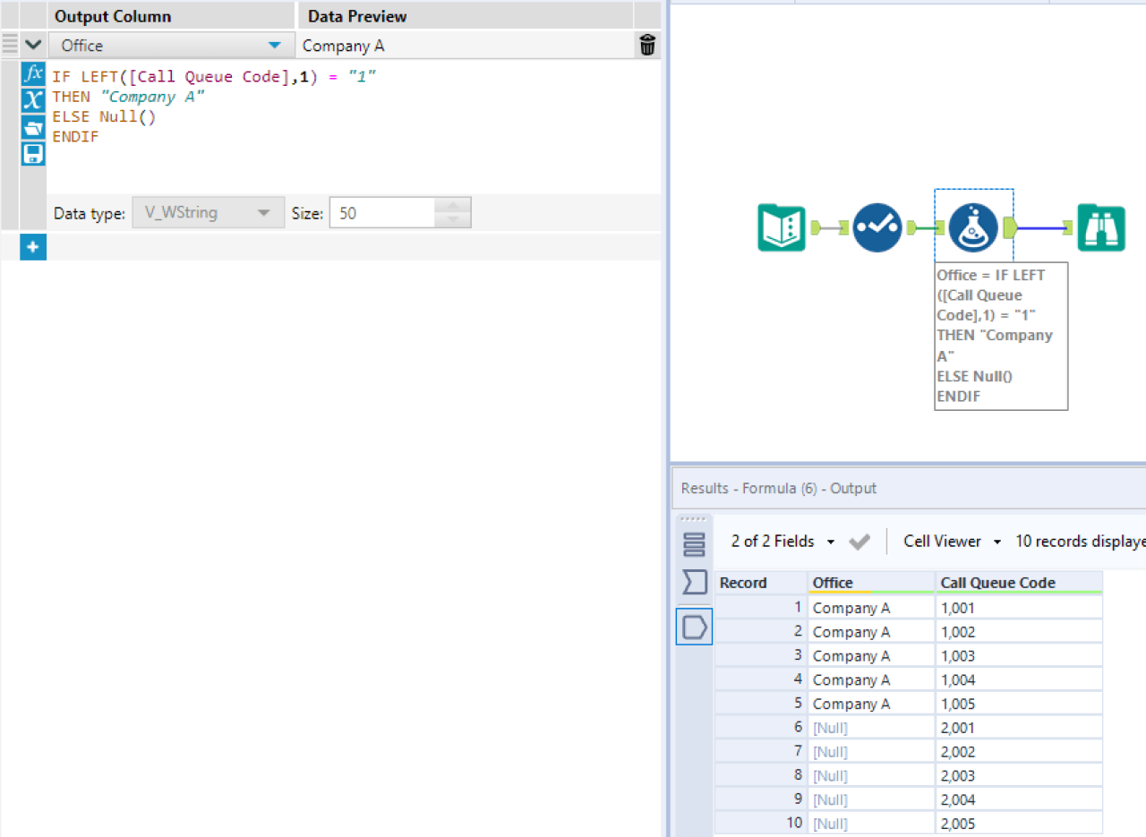 Invalid type in operator alteryx