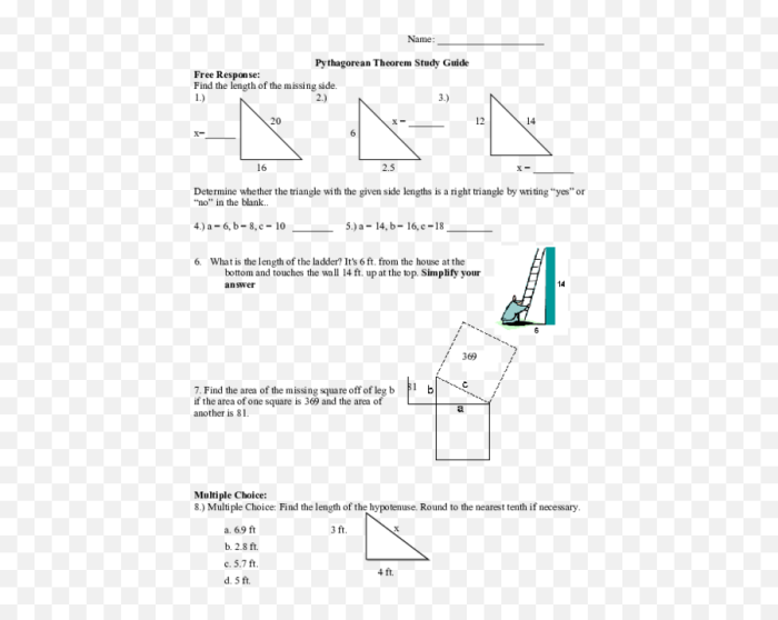 Pythagorean theorem study guide answer key