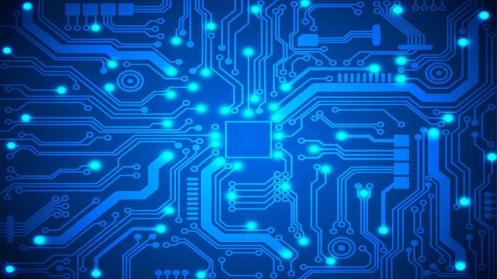 Computer electronic circuit on a small plate